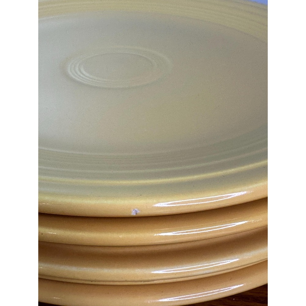 Vintage Fiesta Yellow Luncheon Plates Glazed Ceramic Homer Laughlin - Picture 9 of 10